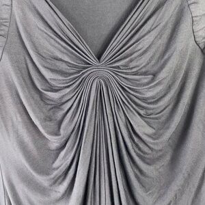 Soft Surroundings Women’s Elbow Sleeve V-Neck Shirt Top in Dark Gray Size S